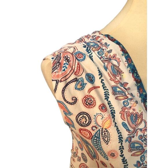 Loft paisley deep vee neck shift dress fully lined - Picture 6 of 12